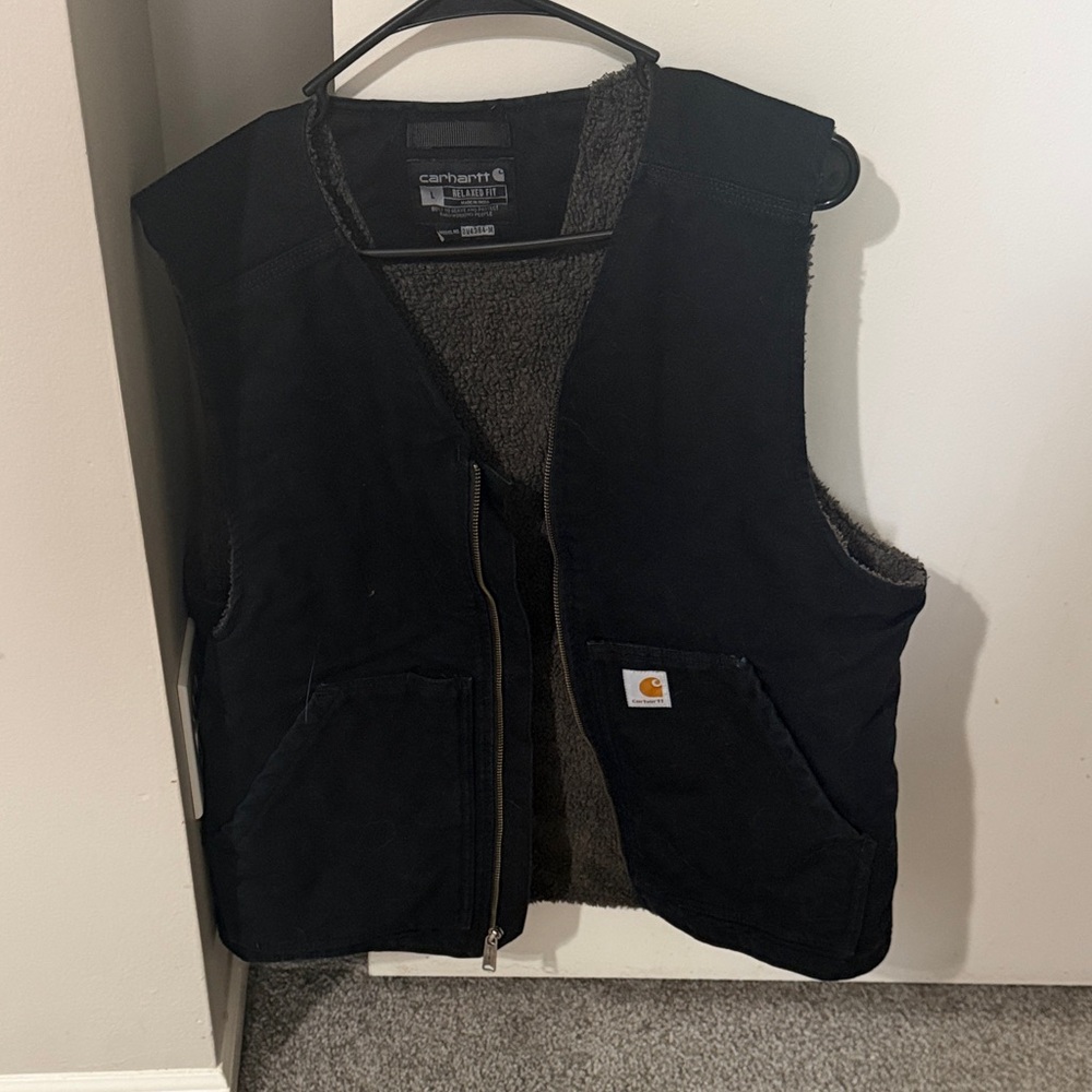 Carhartt Black Sherpa-Lined Work Vest